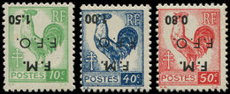 ** TIMBRES DE LIBERATION COGNAC 1/3 : La Série, Surcharge RENVERSEE, TB - Befreiung