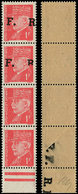 ** TIMBRES DE LIBERATION LYON 9b : Pétain, 1f. Rouge, 2 Ex. Surch. F.R Tenant à 2 Ex. Non Surchargés, Surch. Au Verso, R - Befreiung