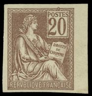 (*) VARIETES 113   Mouchon, 20c. Brun Lilas, NON DENTELE De Référence Sans Gomme, TB - Ungebraucht