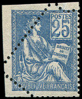 * VARIETES 114   Mouchon, 25c. Bleu, Piquage En DIAGONALE, TB - Ungebraucht