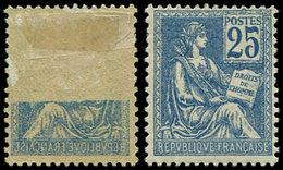 * VARIETES 118   Mouchon, 25c. Bleu, RECTO-VERSO Partiel, Ch. Un Peu Forte, Sinon TB - Ungebraucht