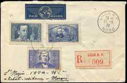 Let LETTRES DU XXe SIECLE N°385 + 402 + 439 Obl. Lille RP 21/6/39 Sur Env. Rec. Par Avion, TB - Briefe U. Dokumente