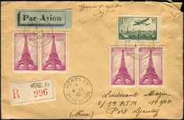 Let LETTRES DU XXe SIECLE N°429 (2 Paires) + PA 8 Obl. HERBLAY 4/1/40 Sur Env. Rec. Par Avion, TB - Briefe U. Dokumente