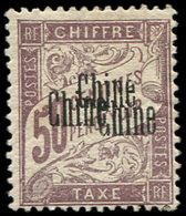 * CHINE Taxe 6a : 50c. Lilas, TRIPLE Surcharge, TB - Sonstige & Ohne Zuordnung