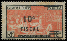 * GUADELOUPE Timbres Fiscaux Postaux 100 : Surch. Fiscale 10c. Sur 2c. Noir Et Vermillon, Rousseurs Habituelles, TB - Sonstige & Ohne Zuordnung