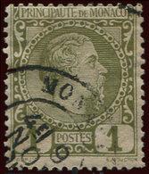 MONACO 1 : 1c. Vert Olive, Charles III, Obl., TB - Gebraucht