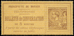 (*) MONACO Téléphone 1 : 50c. Brun Sur Jaune, TB - Telefon