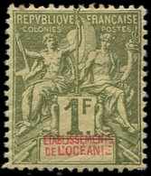 * OCEANIE 13 : 1f. Olive, Légende Rouge Décalée Hors Du Cadre, TB - Other & Unclassified