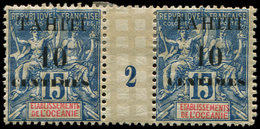 * TAHITI 33 : 10c. S. 15c. Bleu, PAIRE Mill.2, TB, Cote Maury - Sonstige & Ohne Zuordnung