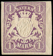 * ALLEMAGNE (ANCIENS ETATS) BAVIERE 36 : 1m. Violet, Bdf, Papier Vergé, TB - Autres & Non Classés