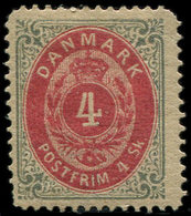 * DANEMARK 18 : 4s. Gris Et Rouge-carmin, Coins Supérieurs Rognés, TB - Other & Unclassified