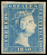 * ESPAGNE 4 : 6r. Bleu, Légère Rousseur, Très Frais Et TB - Used Stamps