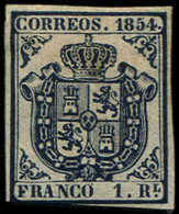 * ESPAGNE 30 : 1r. Bleu Foncé, Court Au Filet En Bas, Sinon TB. S - Used Stamps