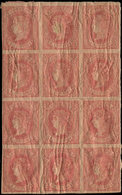 * ESPAGNE 60 : 4c. Rouge Sur Saumon, BLOC De 12, B/TB - Used Stamps