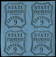 ** ITALIE (ANCIENS ETATS) PARME Taxe Pour Journaux 2a : 9c. Bleu, BLOC De 4, Papier Mince, NON EMIS, TB - Parma