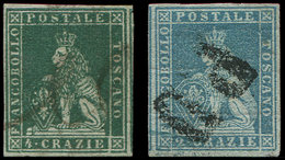 ITALIE (ANCIENS ETATS) TOSCANE 5/6 : 2cr. Bleu Et 4cr. Vert, Obl., TB - Tuscany