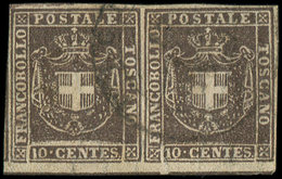 ITALIE (ANCIENS ETATS) TOSCANE 19 : 10c. Brun, PAIRE, Voisin En Bas, Obl., TTB - Toskana