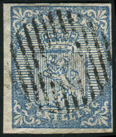 NORVEGE 1a : 4s. Bleu, Obl., Variété "PATTE DOUBLEE", Rare Et TTB. S - Ungebraucht