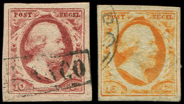 PAYS-BAS 2/3 : 10c. Rose Carminé Et 15c. Orange, Obl., TB - Used Stamps