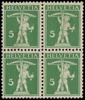 ** SUISSE 136b : 5c. Vert, BLOC De 4, T II, TB - Usati