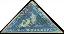 CAP DE BONNE-ESPERANCE 4 : 4p. Bleu, Obl., Petit Pelurage, TB - Cape Of Good Hope (1853-1904)