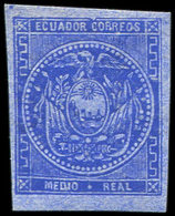 * EQUATEUR 1a : 1/2 Outremer Sur Azuré, TB - Ecuador