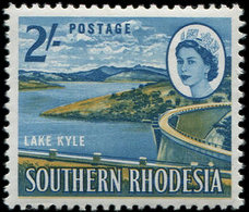 ** RHODESIE DU SUD 102 : 2s. Bleu Et Olive, Variété Point Blanc En I Et  Et A De Rhodasia, TB - Rhodésie Du Sud (...-1964)