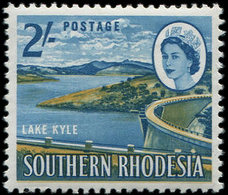 ** RHODESIE DU SUD 102 : 2s. Bleu Et Olive, Variété Point Blanc En I Et  Et A De Rhodasia, TB - Southern Rhodesia (...-1964)