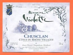 étiquette Vin De Cotes Du Rhone Chusclan Domaine De La Violette 2001 Louis Chignieu à Chusclan - 75 Cl - Côtes Du Rhône