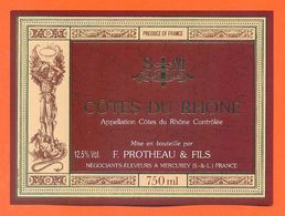 étiquette Vin De Cotes Du Rhone Cuvée Saint Michel F Protheau Et Fils à Mercurey - 75 Cl - Côtes Du Rhône