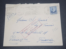 ESPAGNE - Enveloppe De San Sébastien Pour La France En 1937 Avec Cachet De Censure - L 12165 - Marcas De Censura Republicana