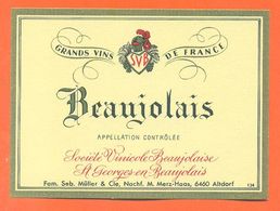 étiquette Vin De Beaujolais Société Vinicole Beaujolaise à Saint Georges En Beaujolais - 75 Cl - Beaujolais