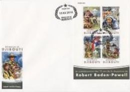 Djibouti 2016, Scout, Indian, 4val In BF In FDC - Indiens D'Amérique