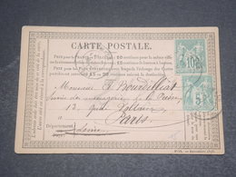 FRANCE - Carte Précurseur De Aumale Pour Paris En 1877 , Affranchissement Au Type Sage - L 12179 - Cartes Précurseurs