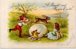 CPA Lapin Bunny Rabbit écrite Gaufré Paques - Autres & Non Classés