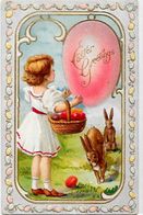 CPA Lapin Bunny Rabbit Non Circulé Gaufré Paques Fantaisie - Autres & Non Classés