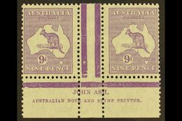 1932 9d Violet Roo (SG 133), ASH IMPRINT PAIR, Plate 3 - First State, BW 29z, Mint (stamps Never Hinged). For More Image - Otros & Sin Clasificación
