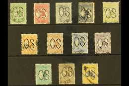 OFFICIALS 1913 Kangaroo Stamps To 5s Grey And Yellow, Punctured Large "OS", Between SG O1 - O12, Good To Fine Used. (12  - Other & Unclassified