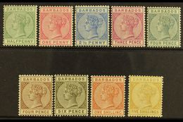 1882-86 Set Complete, SG 89/103, Fine Mint, The 1s With A Few Slightly Nibbled Perfs At Top (9 Stamps) For More Images,  - Barbados (...-1966)