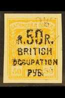 1920 (Apr) 50r On 50k Yellow With "50" Cut, Additionally Displays A Weak Inverted & Reversed Surcharge Offset Impression - Batum (1919-1920)