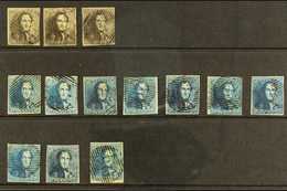 1849 Fine Used Selection Of "Epaulletes" With 10c Brown Shades (3), 20c Blue Shades (10). All Fine 4 Margined With Neat  - Other & Unclassified