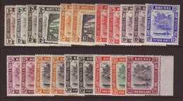 1947-51 Complete Set Plus All Perf Variations, SG 79/92, Very Fine Mint, The $5 & $10 Nhm. (22 Stamps) For More Images,  - Brunei (...-1984)