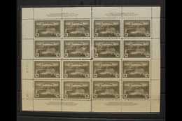 1946 14c Sepia, Power Station, SG 403, Plate 1, Corner Inscription Blocks For All 4 Corners, Very Fine NHM. (4 Blocks) F - Other & Unclassified