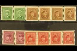 1948 1c - 4c War Effort Coil Strips Of 4, Imperf X Perf 9½, Uni 278/81 (SG 397/8a) Superb NHM. (4 Strips) For More Image - Other & Unclassified