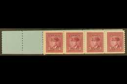 1948 3c Purple Coil Leader Strip Of 4, Imperf X Perf 9½, Uni 280, Very Fine Mint, 3 Stamps NHM. For More Images, Please  - Other & Unclassified