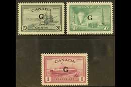 OFFICIALS 1950-52 20c Slate, 50c Green & $1 Purple "G" Overprints Top Values, SG O187/89, Never Hinged Mint, Fresh. (3 S - Autres & Non Classés