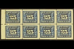 REVENUE STAMPS WAR SAVINGS 1940-41 25c Blue, White Gum, Complete Pane Of 8, Van Dam FWS5c, Never Hinged Mint, A Few Mark - Other & Unclassified