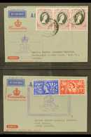 1953 QANTAS CORONATION FLIGHTS (2 & 3 June) Matching Pair Of Qantas Coronation Air Letters, One To London Bearing Singap - Kokosinseln (Keeling Islands)