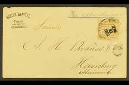 TUMACO 1901 Cover To Hamburg Franked Vertical Pair Of 5c Provisionals Issued By The Postmaster Manuel E. Jiminez.Tied By - Colombia