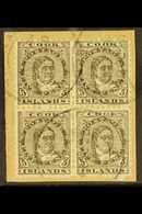 1902 5d Olive-black Queen, SG 33, Very Fine Cds Used Block Of Four On A Piece, Scarce Multiple. For More Images, Please  - Islas Cook